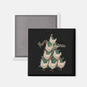 Weihnachtsbaum Hühner Funny Chickens Weihnachtsbau Magnet (Vorderseite/Rückseite)