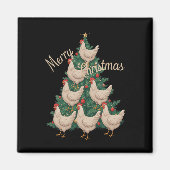 Weihnachtsbaum Hühner Funny Chickens Weihnachtsbau Magnet (Vorne)