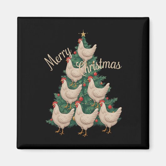 Weihnachtsbaum Hühner Funny Chickens Weihnachtsbau Magnet (Vorne)