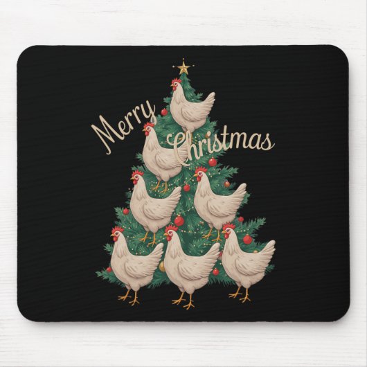 Weihnachtsbaum Hühner Funny Chickens Weihnachtsbau Mousepad (Vorne)