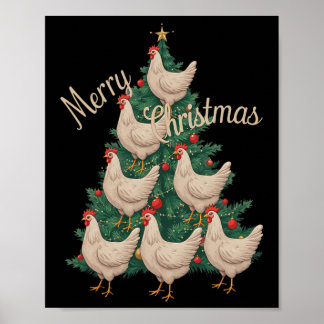 Weihnachtsbaum Hühner Funny Chickens Weihnachtsbau Poster