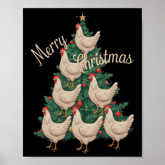 Weihnachtsbaum Hühner Funny Chickens Weihnachtsbau Poster (Vorne)