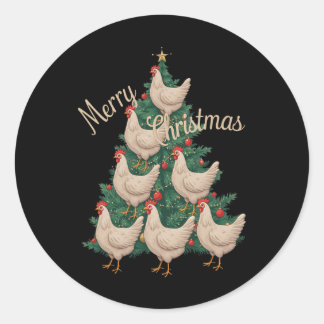 Weihnachtsbaum Hühner Funny Chickens Weihnachtsbau Runder Aufkleber