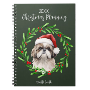 Weihnachtsbaum Hund Shih Tzu Rasse Jungtier Notizblock