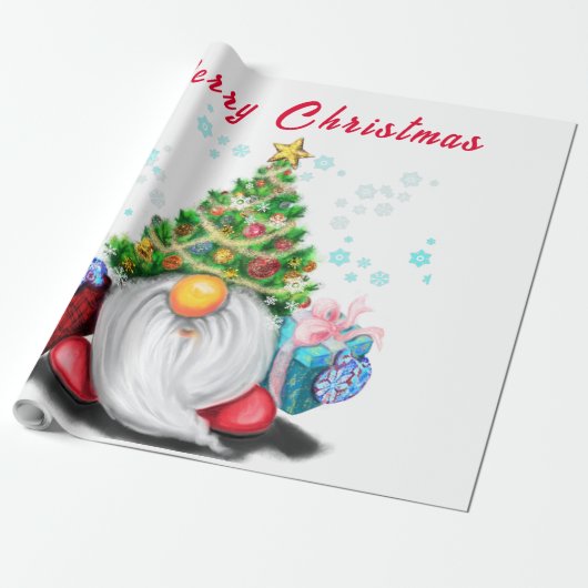 Weihnachtsbaum-Hut-Gnome mit Geschenkpapier (Ungerollt)