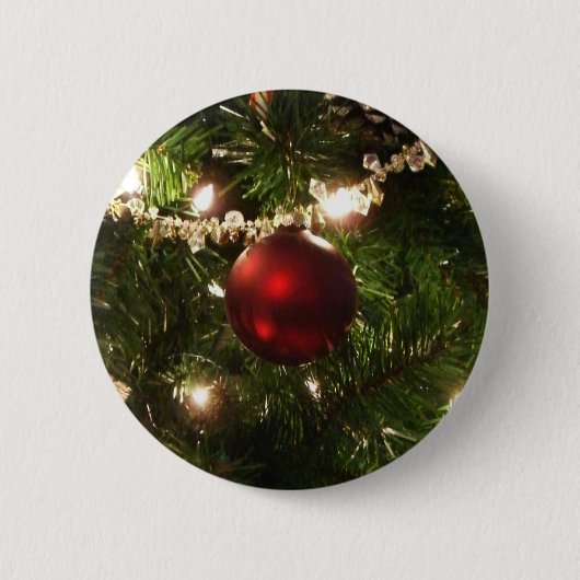 Weihnachtsbaum I Feiertag Hübscher grüner und rote Button (Vorderseite)