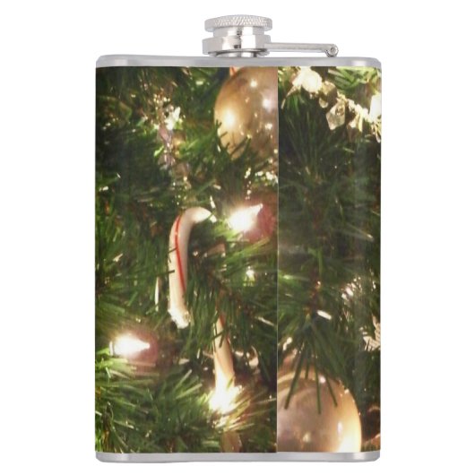 Weihnachtsbaum I Urlaub Hübsch grün und rot Flachmann (Rückseite)