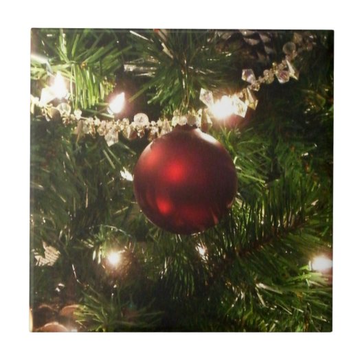 Weihnachtsbaum I Urlaub Hübsch grün und rot Fliese (Vorderseite)