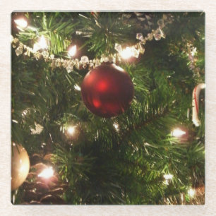 Weihnachtsbaum I Urlaub Hübsch grün und rot Glasuntersetzer