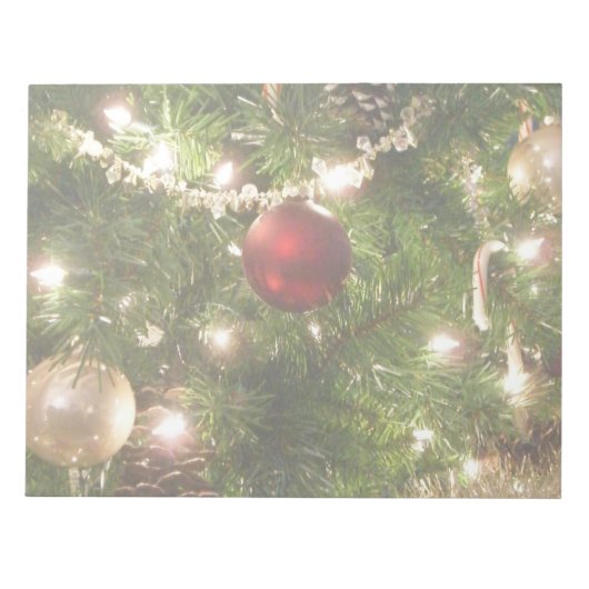 Weihnachtsbaum I Urlaub Hübsch grün und rot Notizblock (Vorderseite)