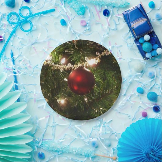 Weihnachtsbaum I Urlaub Hübsch grün und rot Pappteller (Party)