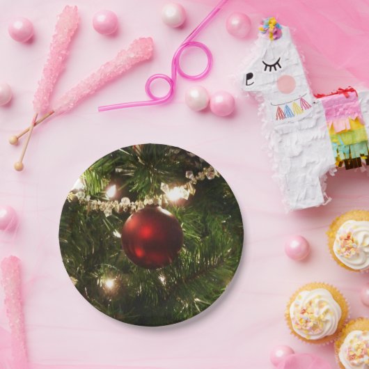 Weihnachtsbaum I Urlaub Hübsch grün und rot Pappteller (Party)