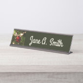 Weihnachtsbaum I Urlaub Hübsch grün und rot Schreibtischnamensplakette (Vorderseite )