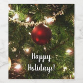 Weihnachtsbaum I Urlaub Hübsch grün und rot Weinetikett (Einzelnes Label)