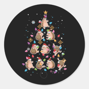Weihnachtsbaum Igel Igel Light Runder Aufkleber