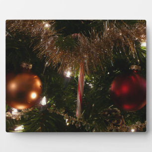 Weihnachtsbaum II Feiertage Rot und Gold Fotoplatte