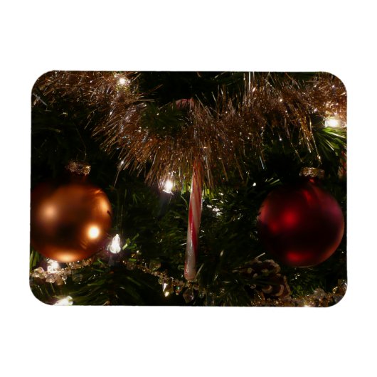Weihnachtsbaum II Feiertage Rot und Gold Magnet (Horizontal)