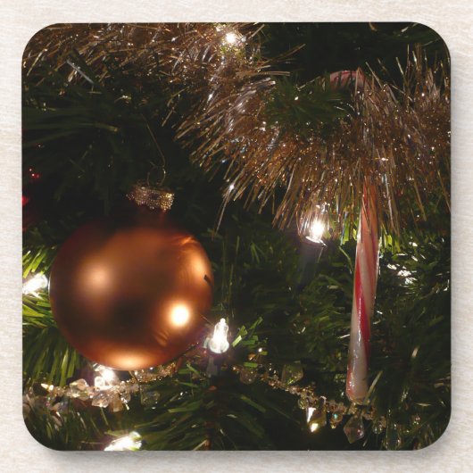 Weihnachtsbaum II Feiertage Rot und Gold Untersetzer (Vorderseite)