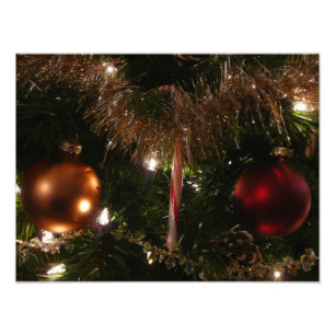 Weihnachtsbaum II Holiday Rot und Gold Fotodruck
