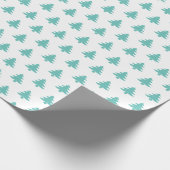 Weihnachtsbaum Ikonisches Muster Aquamarin/weiß Geschenkpapier (Ecke)