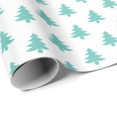 Weihnachtsbaum Ikonisches Muster Aquamarin/weiß Geschenkpapier (Rolleneckpunkt)