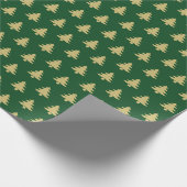 Weihnachtsbaum Ikonisches Muster Festival Grün/Gol Geschenkpapier (Ecke)