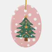 Weihnachtsbaum Illustration Keramik Ornament (Vorne)