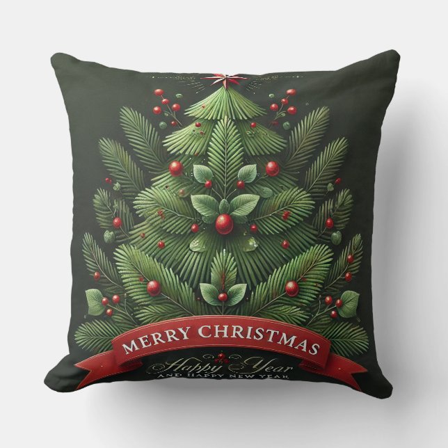 Weihnachtsbaum-Illustration Kissen (Vorderseite)
