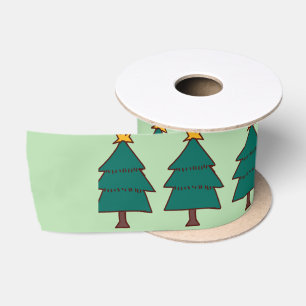 Weihnachtsbaum-Illustration mit einem kleinen Ster Satinband