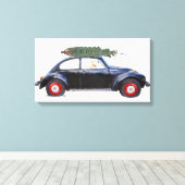 Weihnachtsbaum im Auto mit Retriever Leinwanddruck (Insitu (Holzboden))