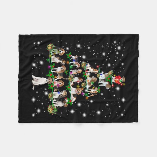 Weihnachtsbaum im Beagle mit leuchtendem Licht bed Fleecedecke (Vorderseite (Horizontal))