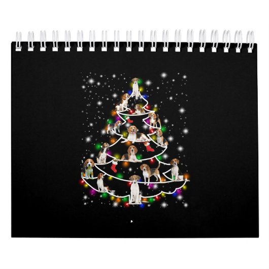 Weihnachtsbaum im Beagle mit leuchtendem Licht bed Kalender (Titelbild)