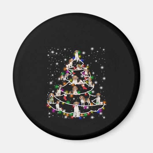 Weihnachtsbaum im Beagle mit leuchtendem Licht bed Magnet (Vorne)