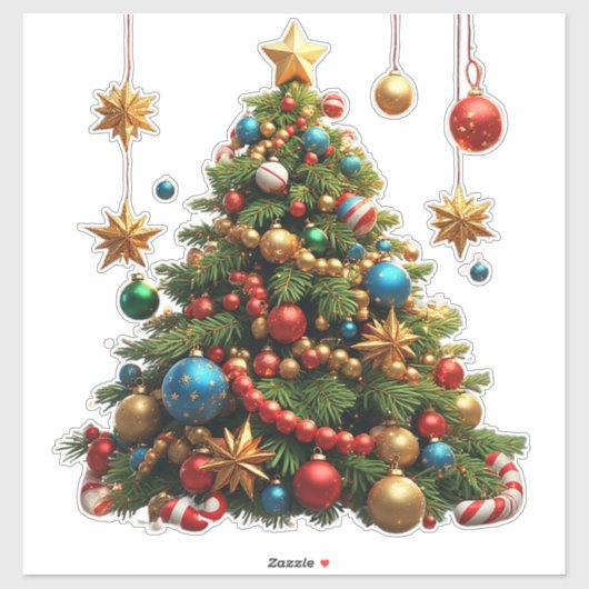 Weihnachtsbaum im Cartoon Aufkleber (Blatt)