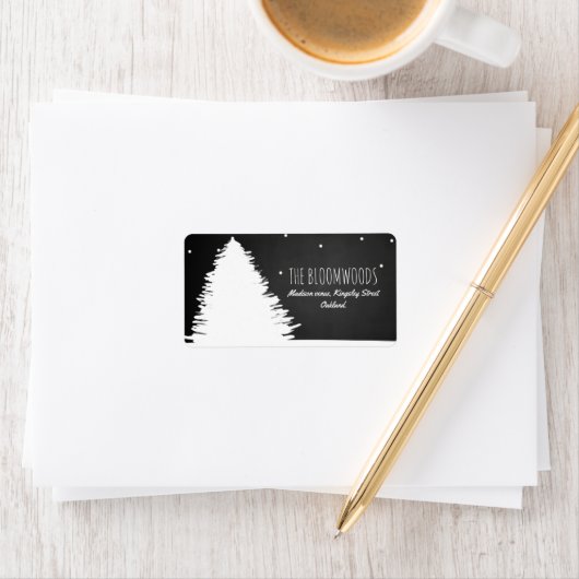 Weihnachtsbaum im Chalkboard | Winterurlaub Adressaufkleber (Insitu)