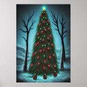 Weihnachtsbaum im dunklen Wald | AI Art Poster (Vorne)