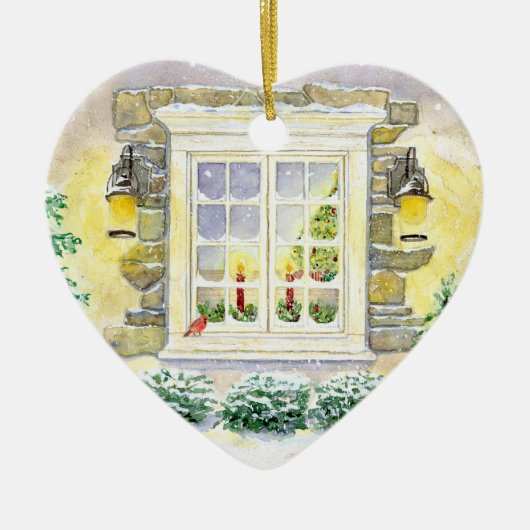 Weihnachtsbaum im Fensterdekor Keramikornament (Vorne)