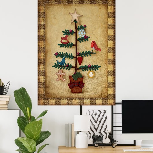 Weihnachtsbaum im Folk Art Stil | Prim Poster (Heimbüro)