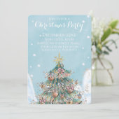 Weihnachtsbaum im Glitzer in der Snow Holiday Part Einladung (Stehend Vorderseite)