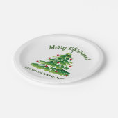 Weihnachtsbaum im grünen Rot auf weißer Gewohnheit Pappteller (Schrägansicht)