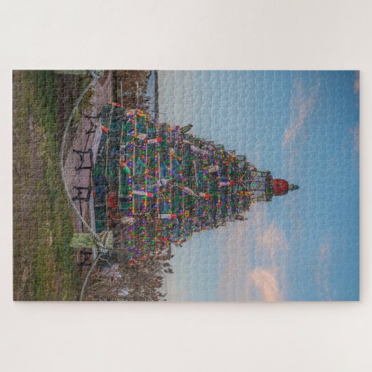 Weihnachtsbaum im Hafen von Block Island, RI Puzzle (Horizontal)