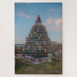 Weihnachtsbaum im Hafen von Block Island, RI Puzzle