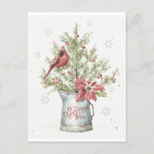 Weihnachtsbaum im Landhausstil mit Kardinal Feiertagspostkarte