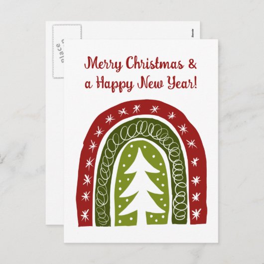 Weihnachtsbaum im niedlichen boho-Stil - Postkarte (Vorne/Hinten)