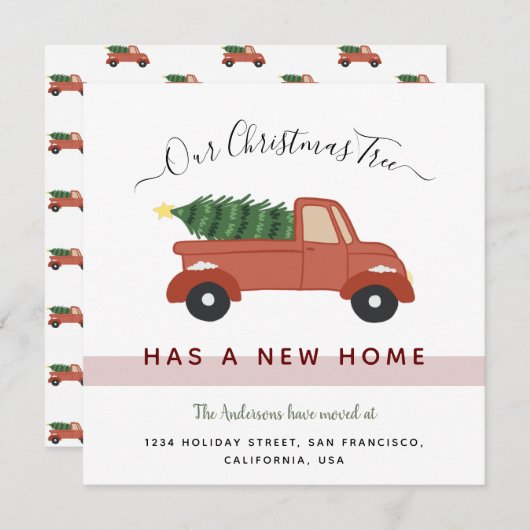 Weihnachtsbaum im Roten Auto-Wanderurlaub Ankündigung (Vorne/Hinten)