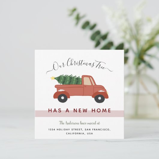 Weihnachtsbaum im Roten Auto-Wanderurlaub Ankündigung (Stehend Vorderseite)