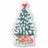 Weihnachtsbaum im Schnee Aufkleber (Vorderseite)