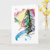 Weihnachtsbaum im Schnee Karte (Gelbe Blume)