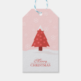 Weihnachtsbaum im Schnee mit Schneeflocken Geschenkanhänger