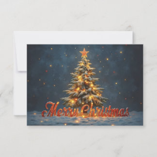 Weihnachtsbaum im Schnee mit warmen Lichtern